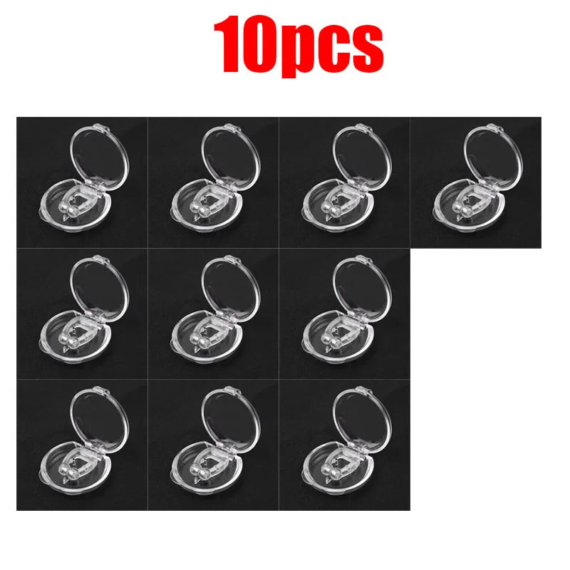 2/8/12pcs Portable Silicone Anti Snoring Device Nose Clip Magnetic Sleep Tray Sleeping Aid Improve Sleeping Breathe Apnea Guard Oasis Select 10pcs