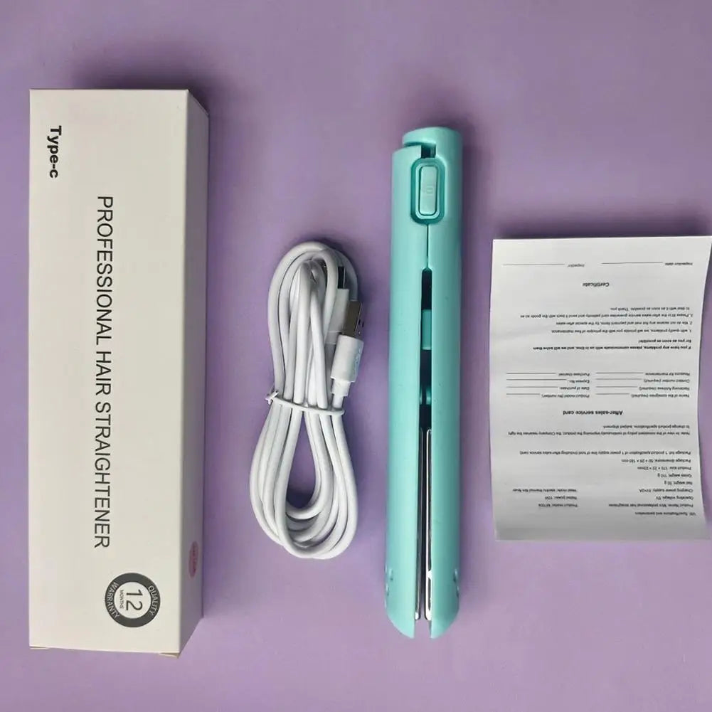 New Heating Straightening Iron Mini 2 in 1 Hair Straightener USB Ceramics Heating Straightening Curling Flat Iron Oasis Select
