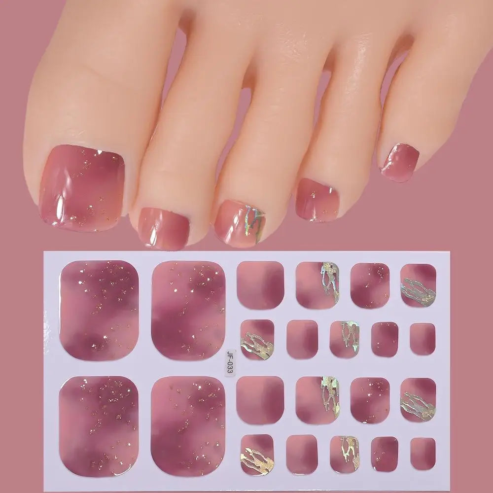 Glitter Toenail Stickers – 22 Tips Full Wrap Nail Decals Nail Art Stickers Oasis Select C
