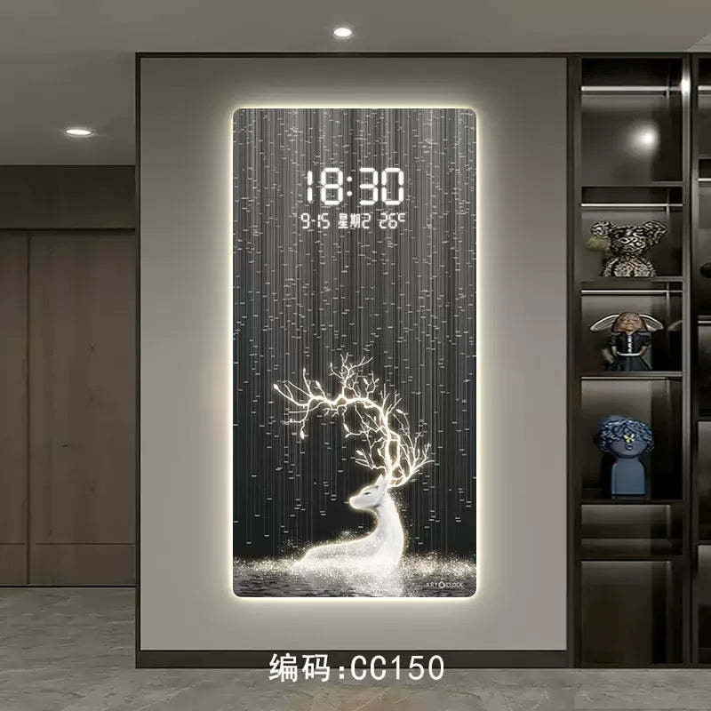 Modern Light Luxury Porch Digital Electronic Wall Clock Living Room Corridor Decoration Hanging Wall LED Plug-in Clock Painting Oasis Select CC150 40cm x 80cm