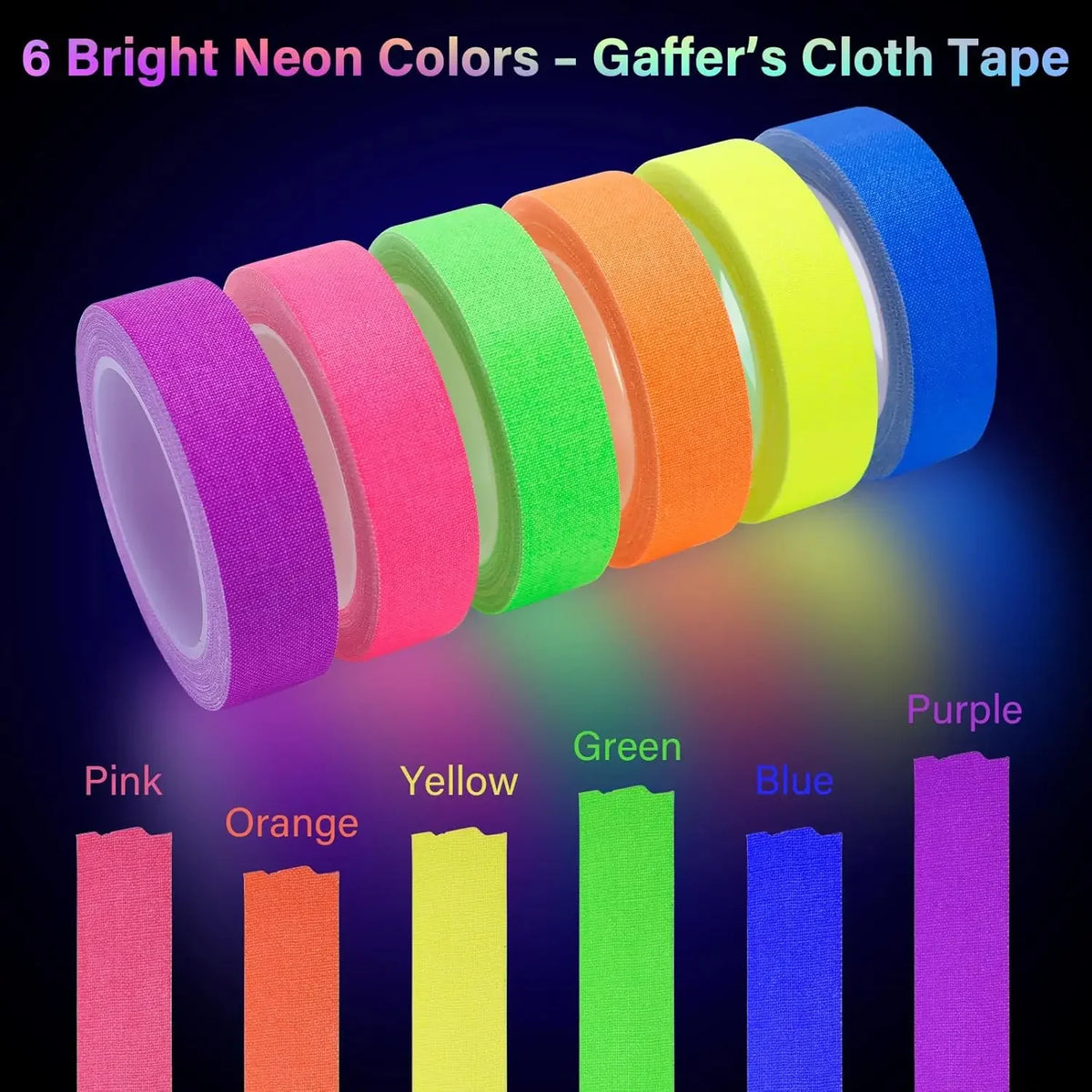 6-Color Fluorescent Tape Set – Crafts, Party & Classroom Fluorescent Craft Tape Oasis Select
