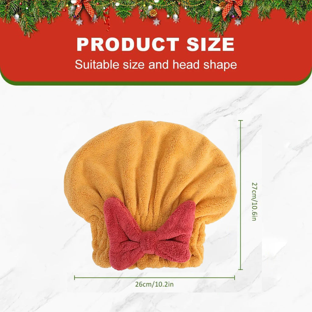 Microfiber Hair Drying Towels Head Wrap with Bow-Knot Shower Cap Hair Turban HairWrap Bath Cap for Curly Long Wet Hair Gift Oasis Select 1PC Yellow