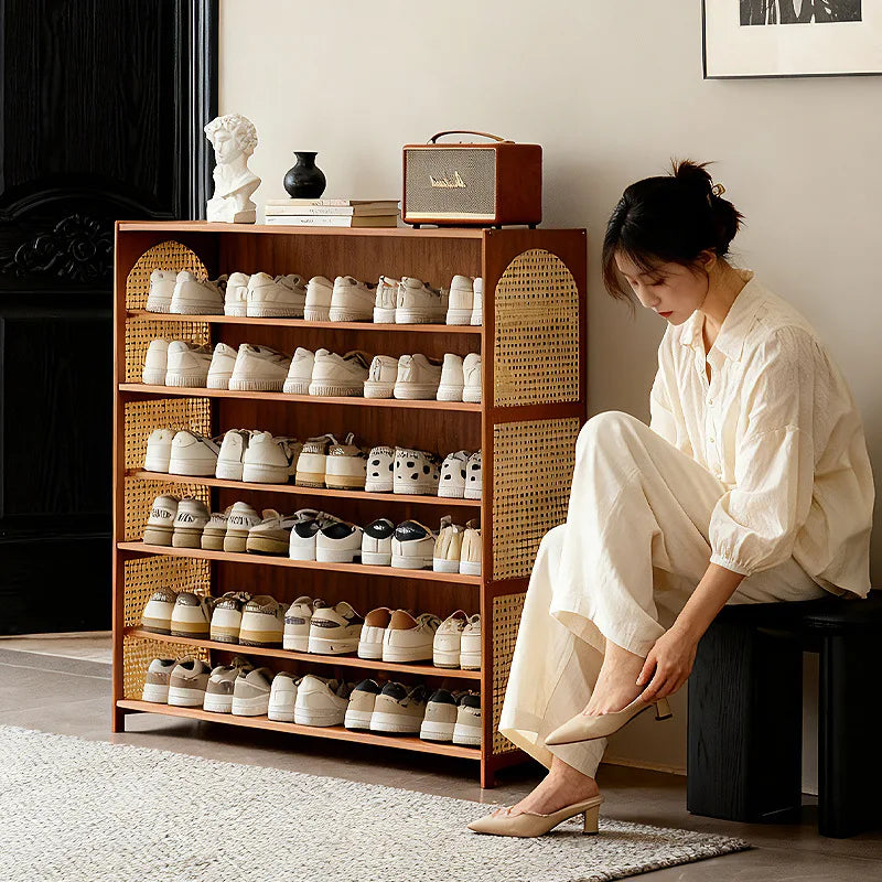 Simple shoe cabinet home door multi-layer baffle shoe rack corridor entrance economical home storage simple shoe cabinet Oasis Select