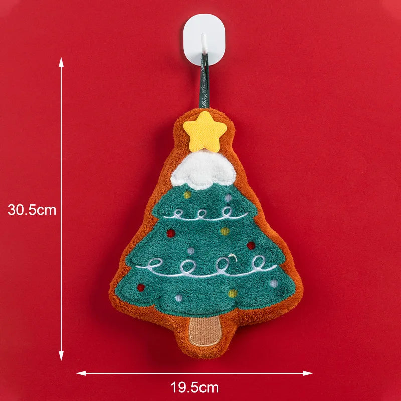 Hand Towels Kitchen and Bathroom Quick-drying Coral Fleece Christmas Towels Oasis Select Christmas tree