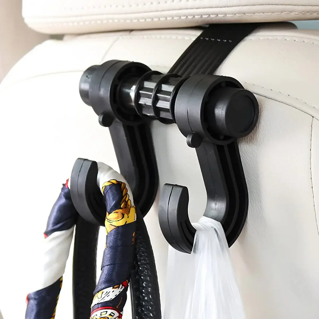2/4Pcs Universal Car Hook Seat Multifunctional Car Backrest Storage Hook 360° Rotating Storage Double Hook Car Accessories Oasis Select