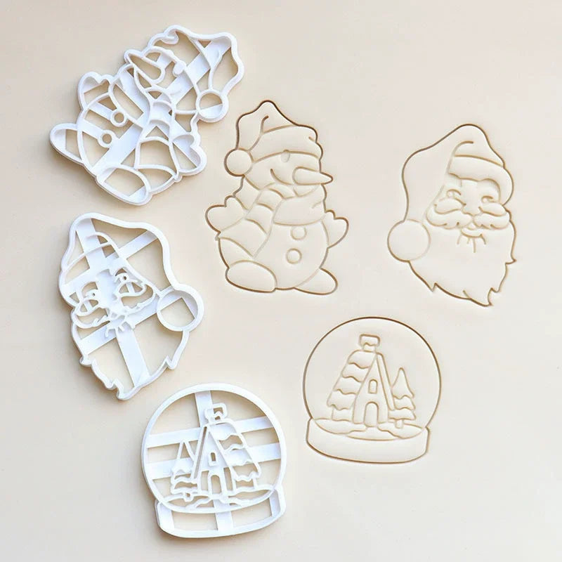 Christmas Gingerbread Cookie Cutters DIY Snowflake Santa Plastic Cookie Mold Biscuit Stamp Christmas Baking Supplies Oasis Select