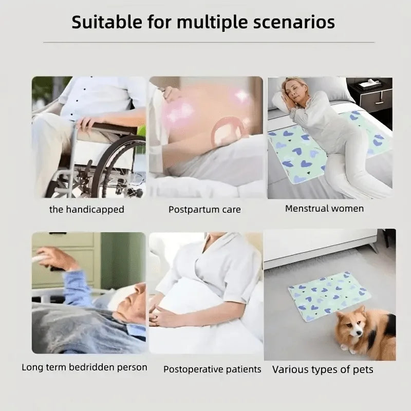 Washable & Reusable Anti-Slip Bed Protector Pad - Thick Durable Polyester Fiber Care Mat for Adults, Seniors & Pets Oasis Select