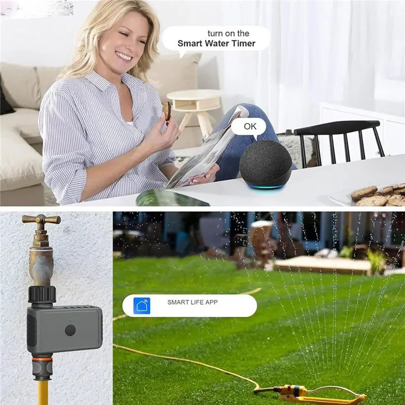 ~WISH Automatic Sprinkle Timer Remote Controlled Garden Watering System Smart Irrigation Hose Control Unit US Plug Oasis Select