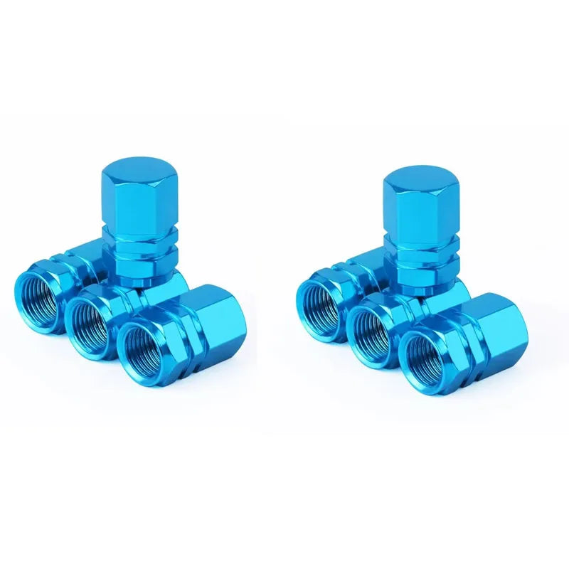 4/8Pcs Universal Premium Aluminum Car Tyre Air Valve Caps Bicycle Tire Valve Cap Car Wheel Styling Red Black Blue Silver Gold Oasis Select sky blue 8pcs