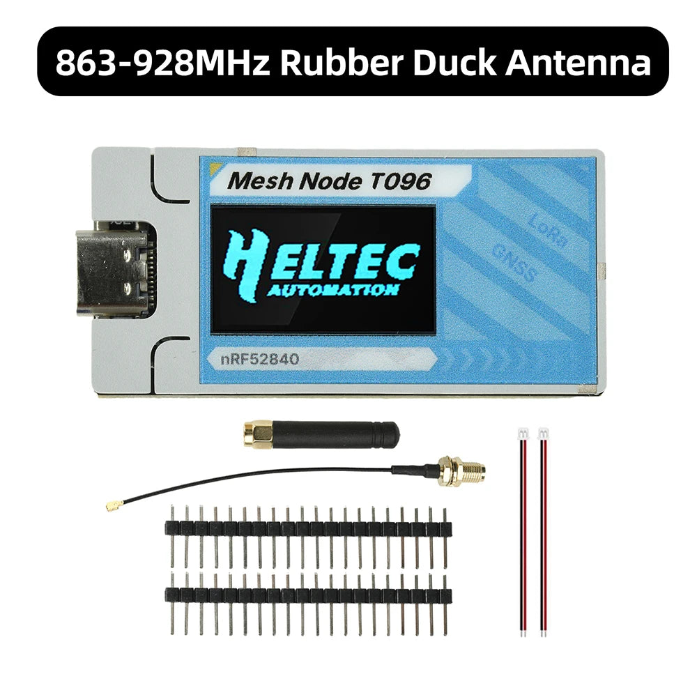 Mesh Node T096 Heltec Meshtastic MeshCore Development Board nRF52840 SX1262 BT LoRa GNSS Communication Dev-board 863-928 MHz Oasis Select Whip Antenna