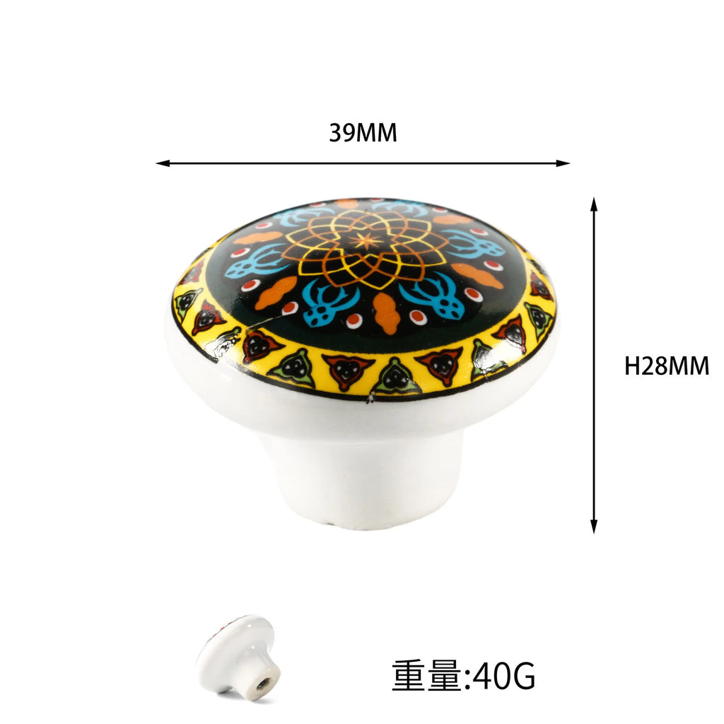 Bohemian Style Ceramic Knob 1pcs, Antique Metal Finish Screw In Pull Handles for Cabinet Doors and Drawer Oasis Select Red