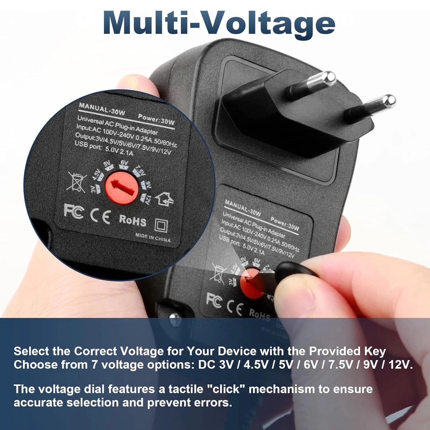 Adjustable Power Supply AC 220V 110V TO DC 3V 4.5V 5V 6V 7.5V 9V 12V Power Supply Adapter 30W USB Universal Charger 5V 2.1A Oasis Select