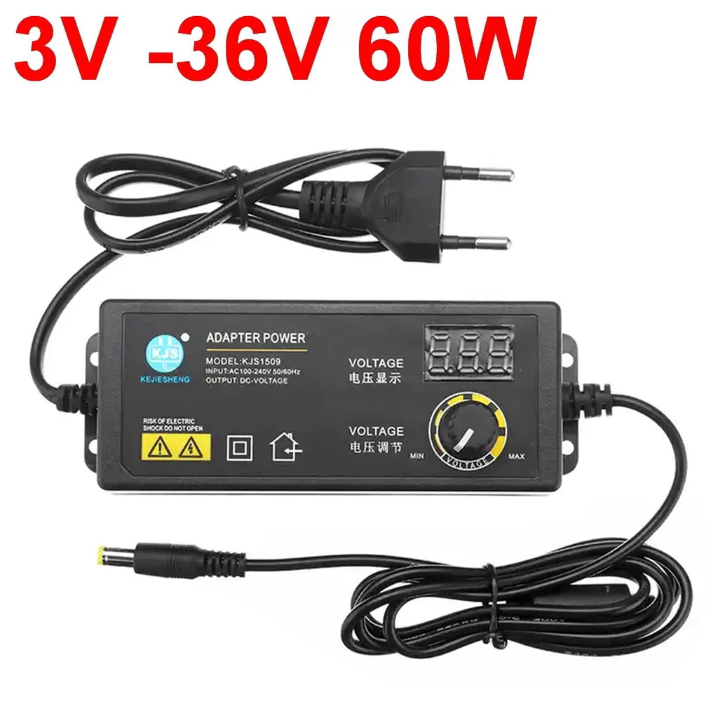 Adjustable Power Supply Adapter 3V-36V 2A 60W Power Adapter with Display Universal AC 220V To DC 12V Adapter Adjustable Charger Oasis Select