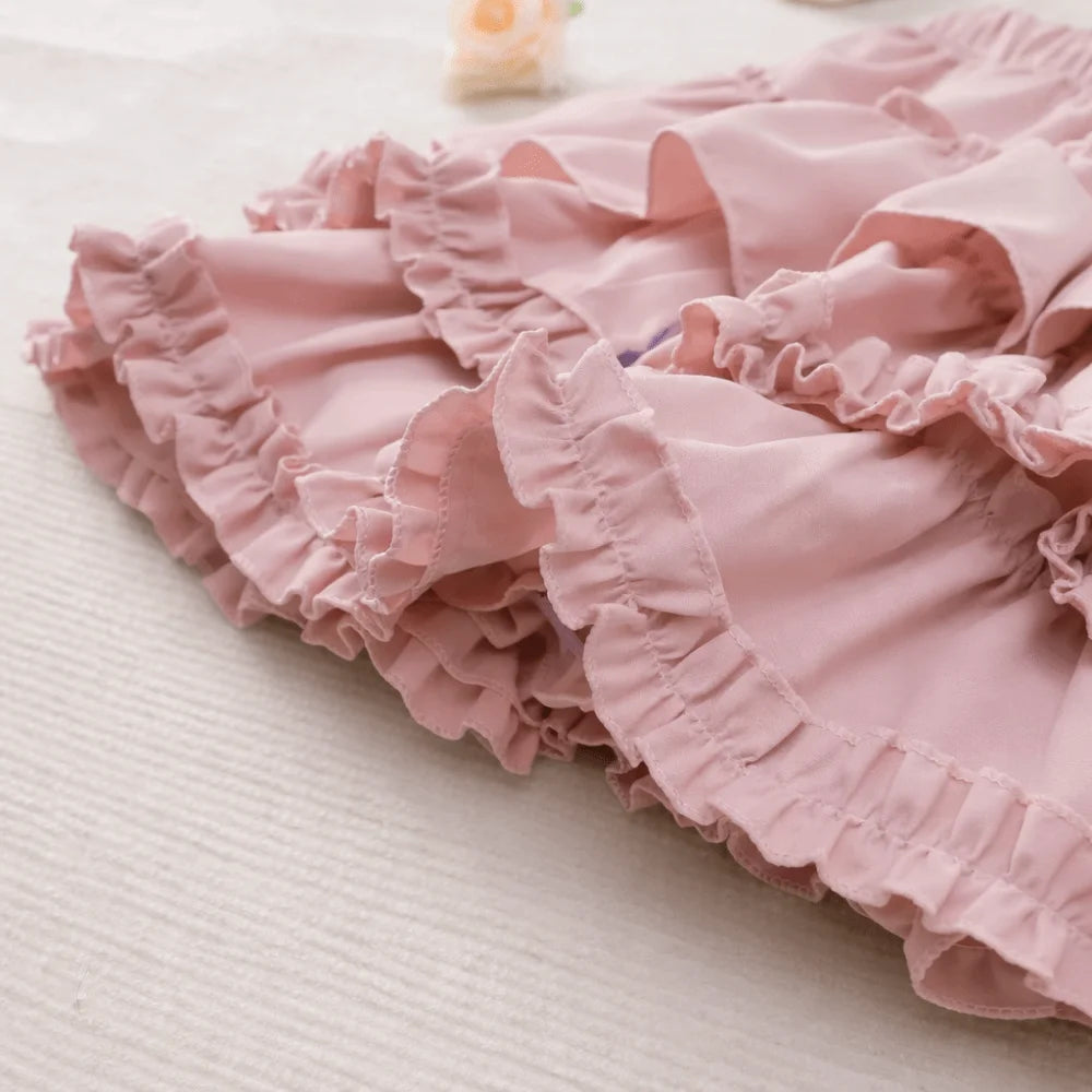 Elegant High Waist Pleated Bubble Skirt A Line Ruffle Hem A Line Skirt Short Pleated Design Puffy Cake Skirt Harajuku Style Oasis Select