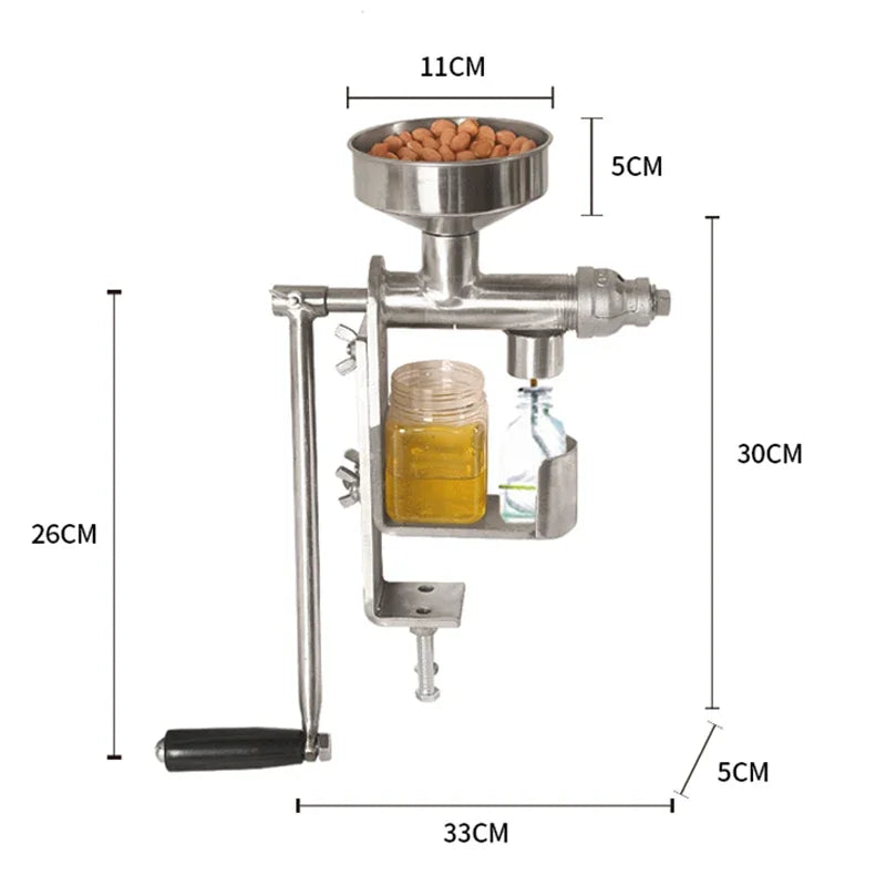 Manual Hand-Crank Oil Press – 304 Stainless Steel | Peanut