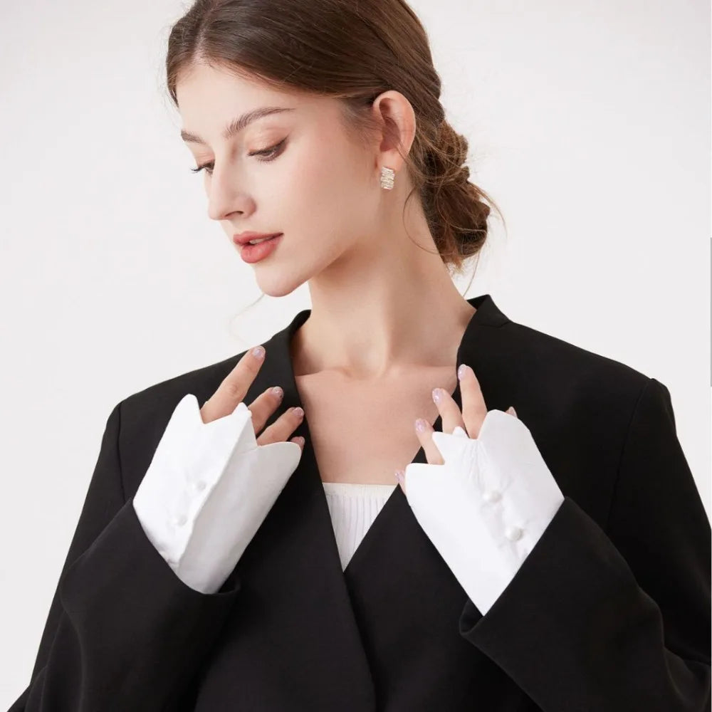 Fashion Polyester Detachable Lace Sleeves Lace White Fake Arm Sleeves Floral Embroidery Cuffs Women Oasis Select