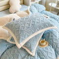 2pcs Warm Winter Stripe Soft Velvet Pillow Cases Skin-friendly 48x74cm Dual-sided Pillowcases Pillow Cover Cushion Cover Bedding Oasis Select sea blue 48x74cm 2pcs cover