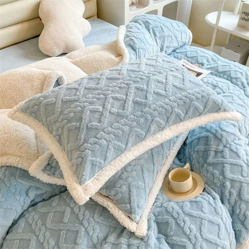 2pcs Warm Winter Stripe Soft Velvet Pillow Cases Skin-friendly 48x74cm Dual-sided Pillowcases Pillow Cover Cushion Cover Bedding Oasis Select sea blue 48x74cm 2pcs cover