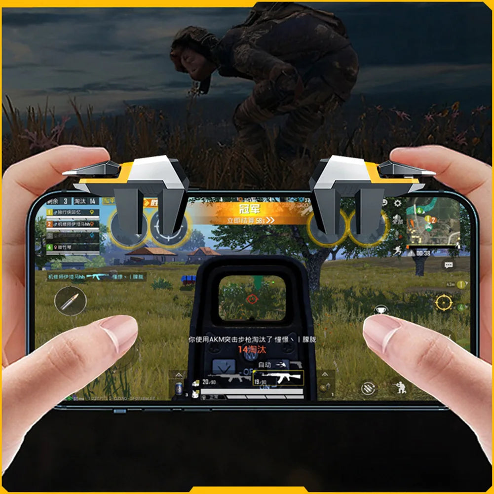 2Pcs PUBG Mobile Game Joysticks Controller 4/6-Finger Linked Shooting Game Mechanical Trigger Physical Auxiliary Gaming Gear Oasis Select