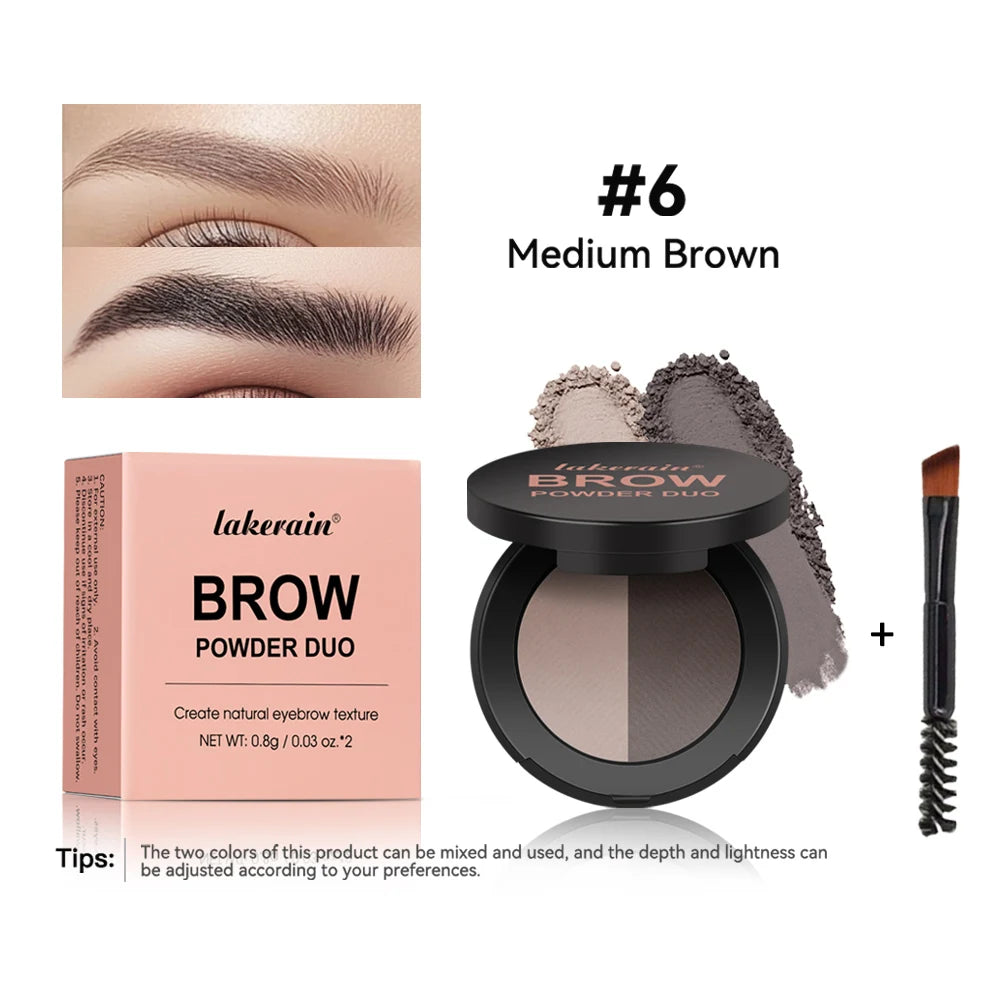 Two-color Eyebrow Powder Long Lasting Waterproof Contour Powder Makeup Nose Face Shadow Natural Smooth Eyebrow Cosmetics Oasis Select 6 With Brush