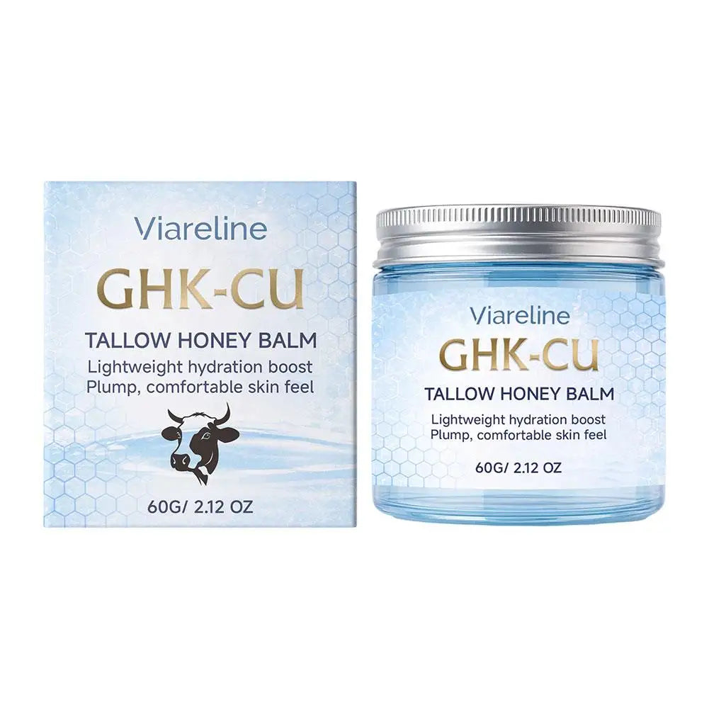Viareline GHK-CU Copper Peptide Tallow Balm Facial Cream Body Moisturizer Lightweight Hydrate Honey Blue Balm for All Skin Types Oasis Select 60ml X 1