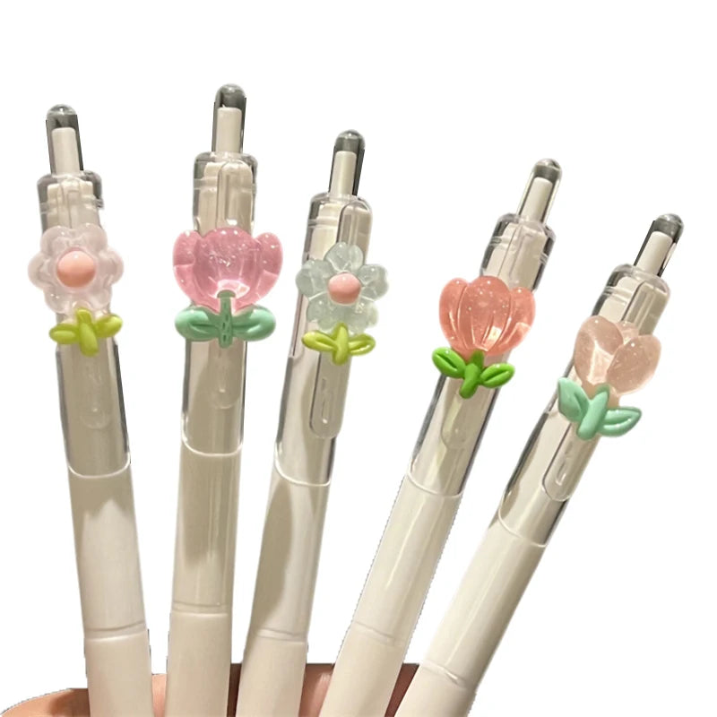 1Pcs Kawaii Tulip Gel Pens Smooth Quick-Drying Sign Pen Office Accessories School Supplies Aesthetic Pens Ballpoint Pen Oasis Select random