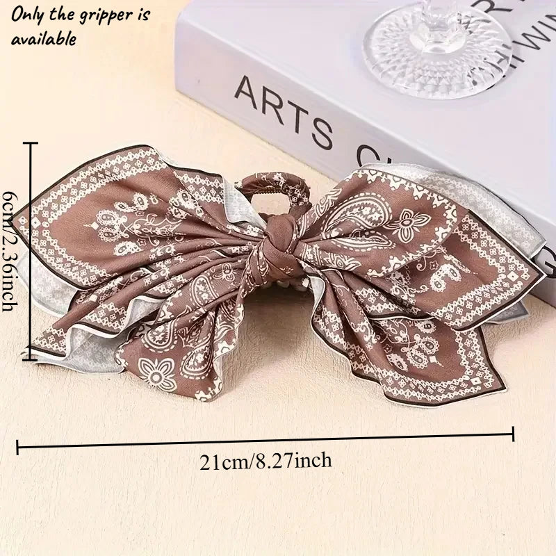 1pc New Double-Sided Cashew Flower Love Grabbing Clip Butterfly Knot Hair Clip Summer Vacation Shark Clip Fashion Oasis Select 1pc coffe