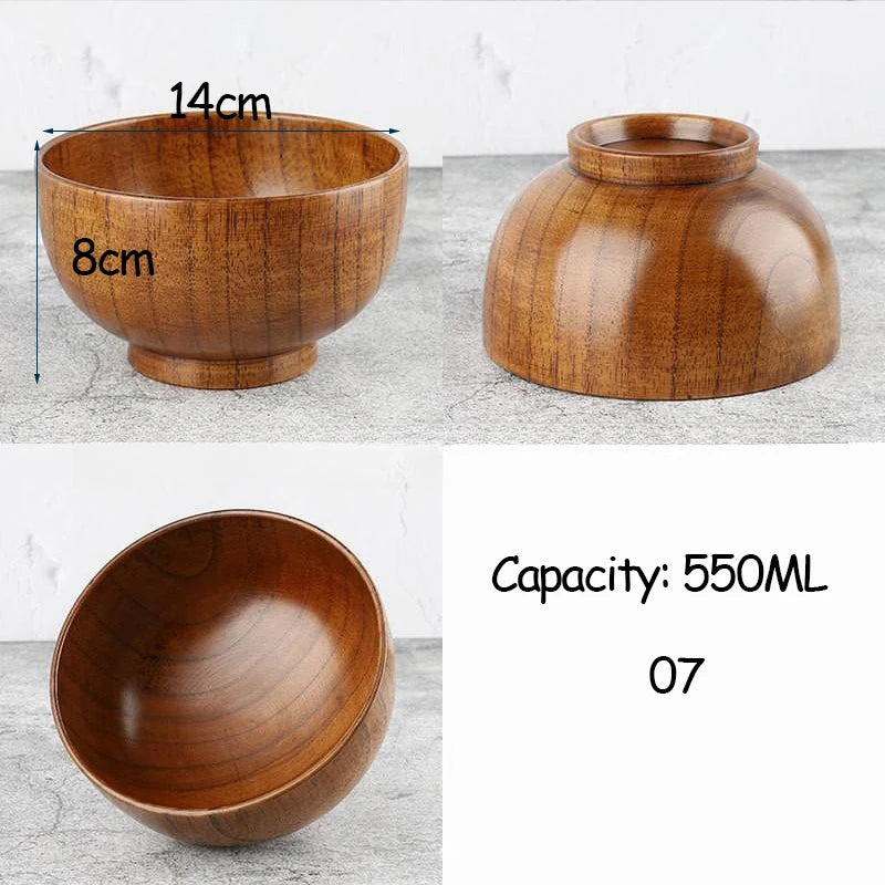 Japanese Style Acacia Wooden Bowl for Children's Dining Anti DropBowl Exclusive Wooden Bowl Retro Home Tableware Set Salad Bowl Oasis Select 07