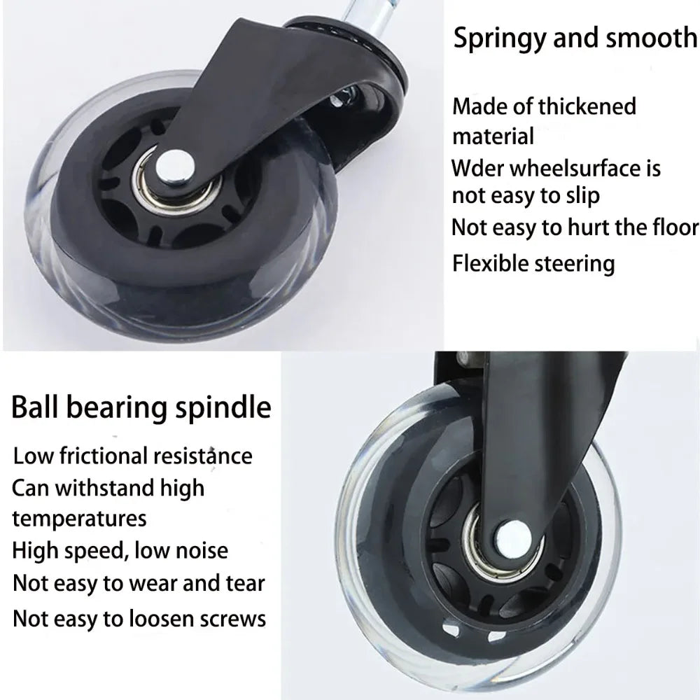 Office Rubber Chair Casters Replacement, 3/2.5 Inch Heavy-Duty Computer Gaming Desk Caster Wheels Smooth & Safe Rolling For Oasis Select