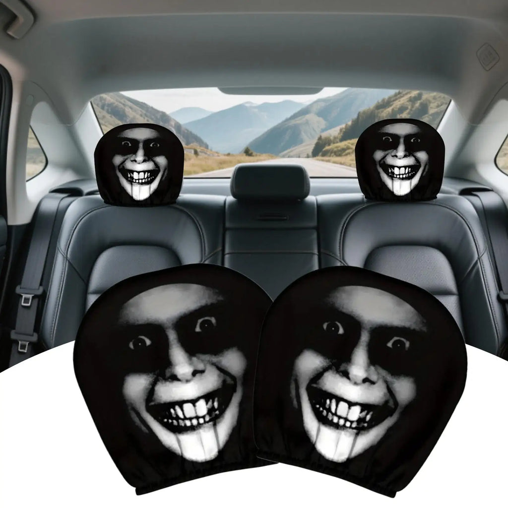 Car Head Rest Covers Set Halloween Car Seat Head Rest Protector Funny Vehicle Accessories for School Bus Pickups Sedan Truck Van Oasis Select