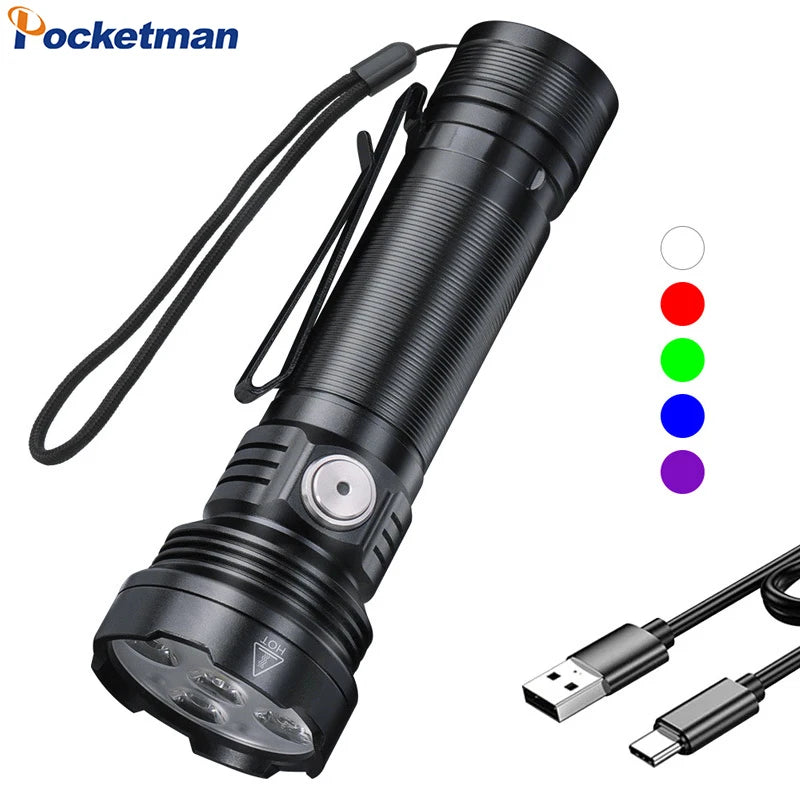 POCKETMAN 5-Color Tactical Flashlight | USB Rechargeable 3800LM