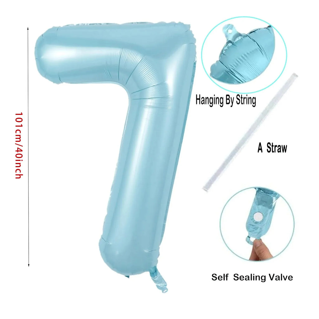40inch Large Pearl Blue Number Balloons Jungle Safari Birthday Balloon Party Foil Balloon 0 1 2 3 4 5 6 7 8 9 globos Balls Oasis Select
