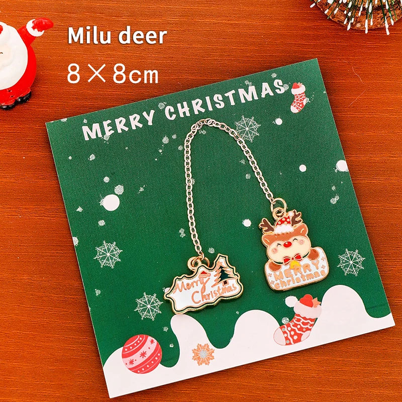 Christmas Tree Wreath Elk Metal Bookmark Christmas Book Mark Pendant Student Gift Learning Stationery Supplies For Women Men Kid Oasis Select A4