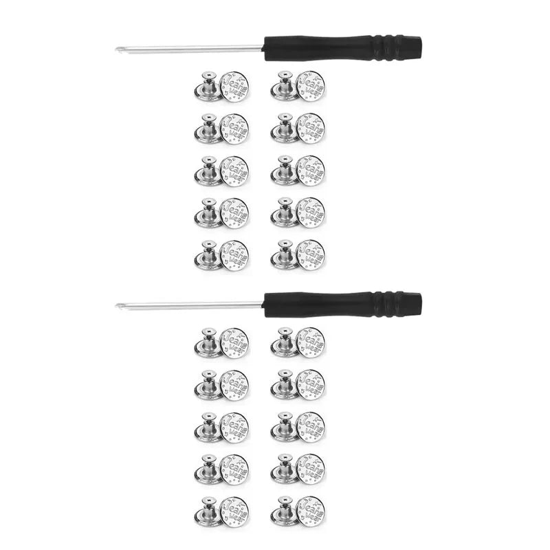 10/20/30Pcs Jeans Buttons Replacement No-Sew Removable Metal Buttons Snap Denim Button Repair For Jeans Clothing Supplies Oasis Select 20pcs F