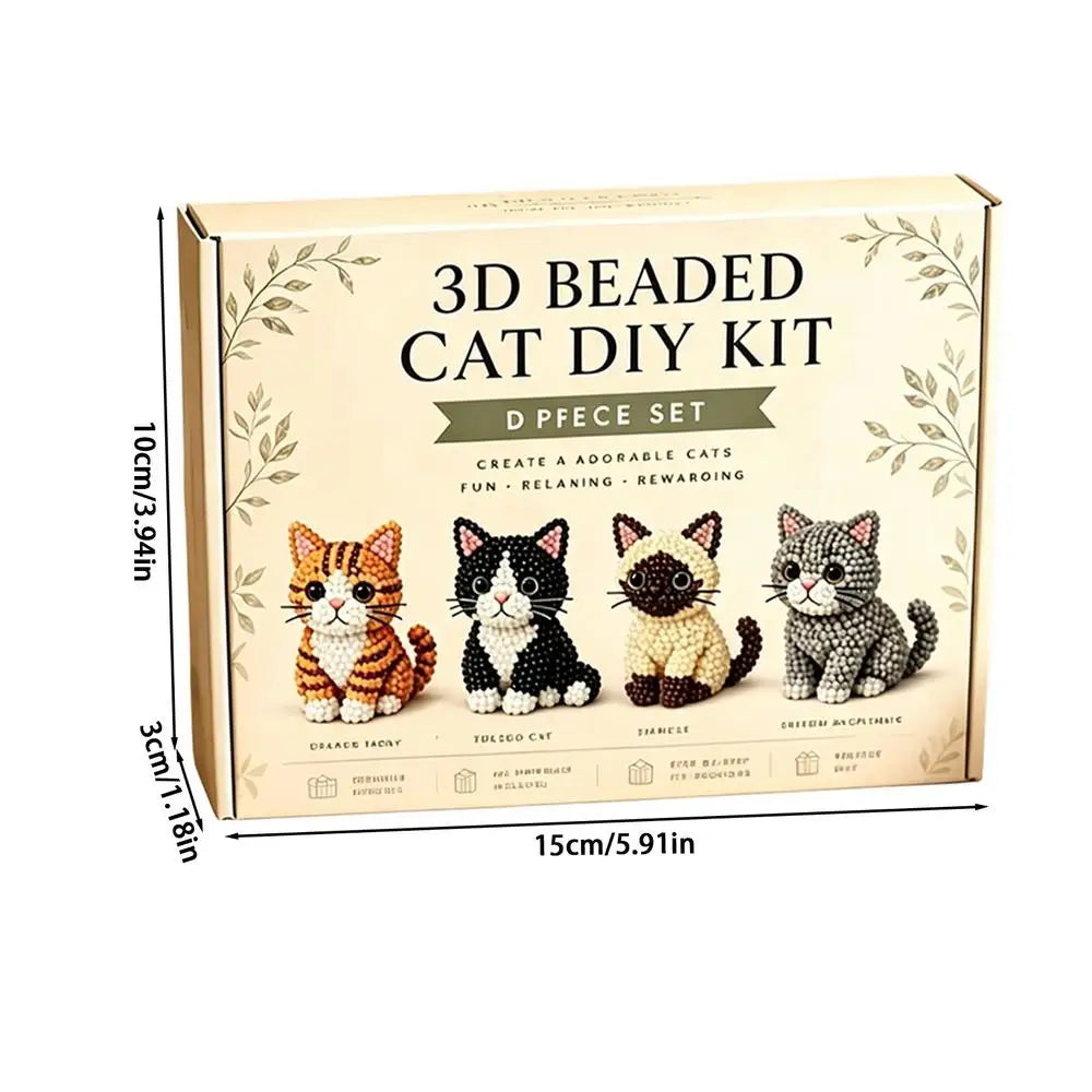 DIY Animal Beading Kit Cute Beginner-Friendly 3D Cat Funny Animal Beadwork Kit for Desk Decorations Bookshelf Decor Party Favors Oasis Select B