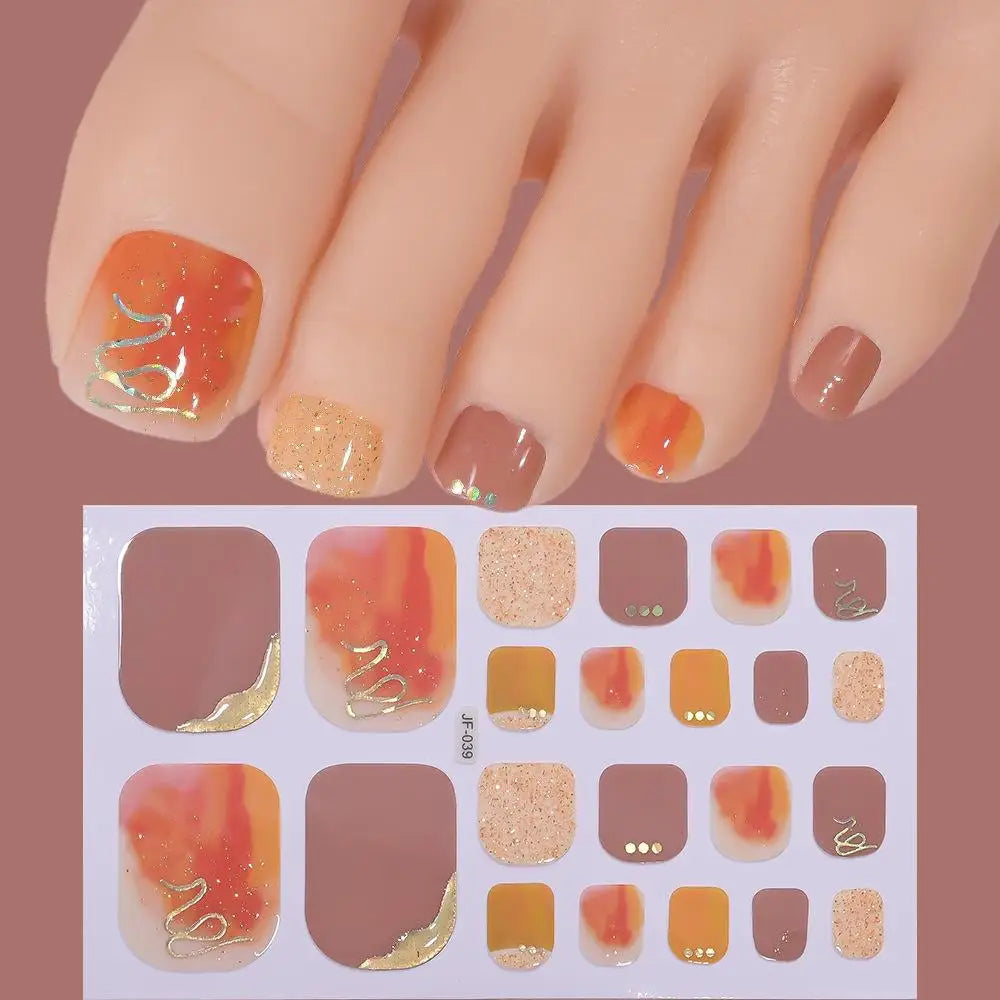 22tips/Sheet Glitter Toenail Stickers Glittering Full Wraps for Summer Pool and Beach for Nail Art and Decorative Nail Decals Oasis Select I