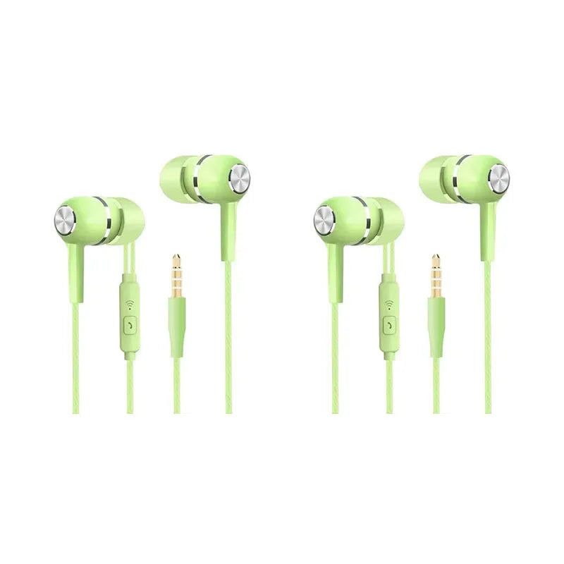 1/2/4pcs Mobile Wired Headphones Sport Earphone In Ear 3.5 Sport Earbuds Headset Mic Music Earphones for Phones Oasis Select Green-2pcs