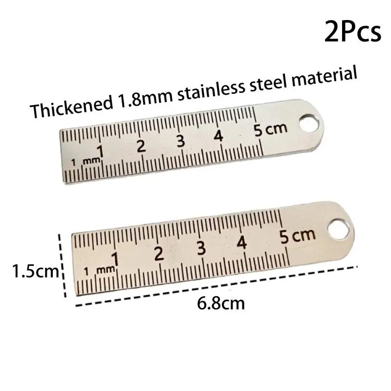 ♥Mini Stainless Steel Ruler Keychain | 1-5cm Portable Measuring Tool Key Rings (Anti-loss Measuring Ruler) Oasis Select A1