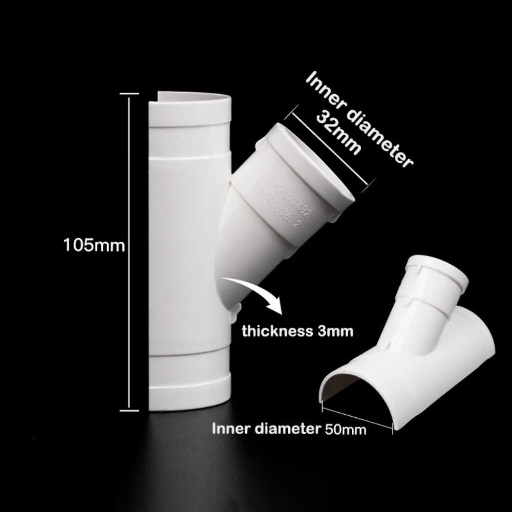 New PVC Tube Repair Patch Open Tee 50 75 110 Pipe Joint White Plumbing Accessories Home Oasis Select 50x32mm 16mm