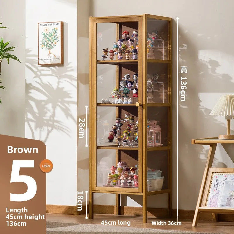 Figure Display Cabinet Household Dustproof Acrylic Transparent Model Toy Display Cabinet Ornament Rack Oasis Select Brown five layers