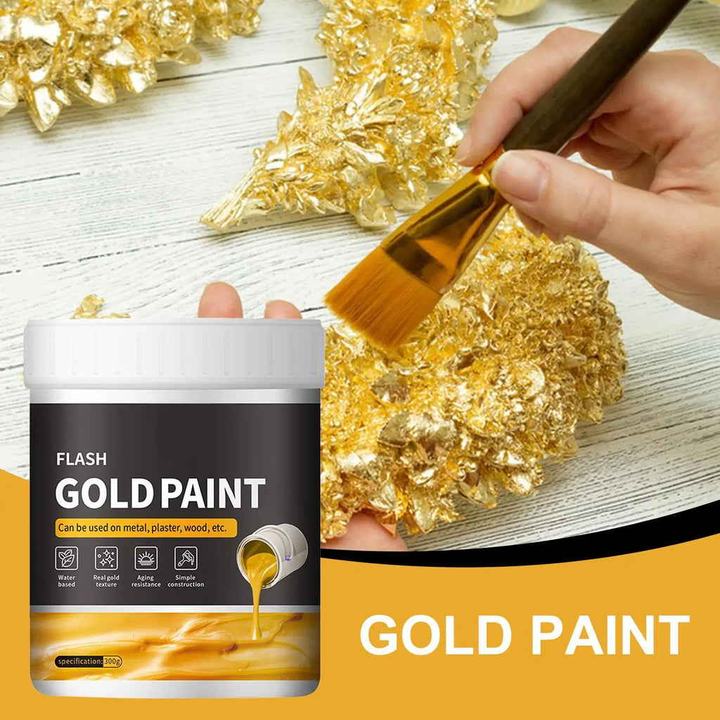 Liquid Gilding Gold Paint 300g Gold Foil Non-Fading Goldleaf Paint Metal Plaster and Wood Painting Easy to Apply Art Supplies Oasis Select