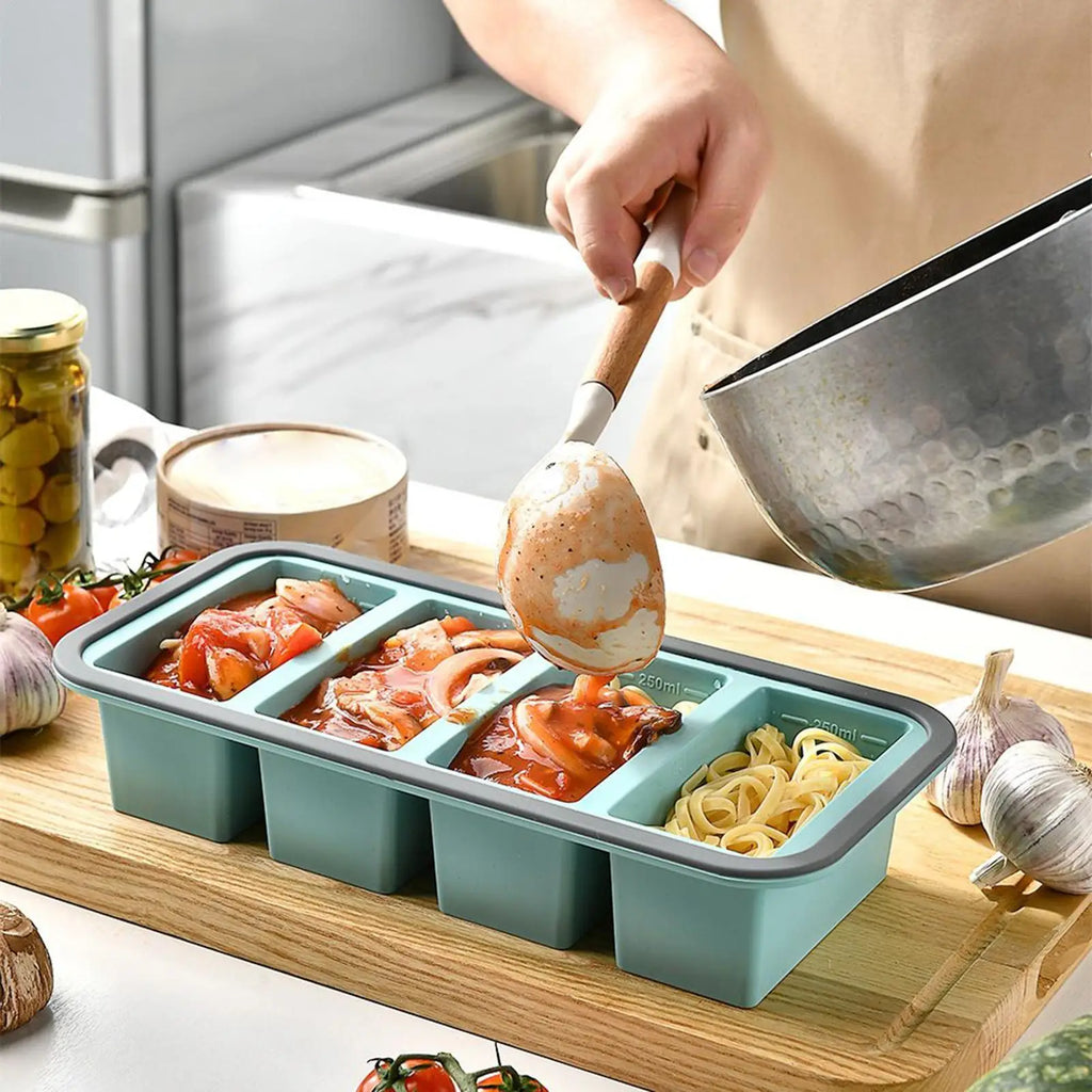 Silicone Freezer Tray Mold with Lid Storage Box Food Box Ice Cubes Tray Mold Storage Containers for Soup Broth Meal Prep Oasis Select