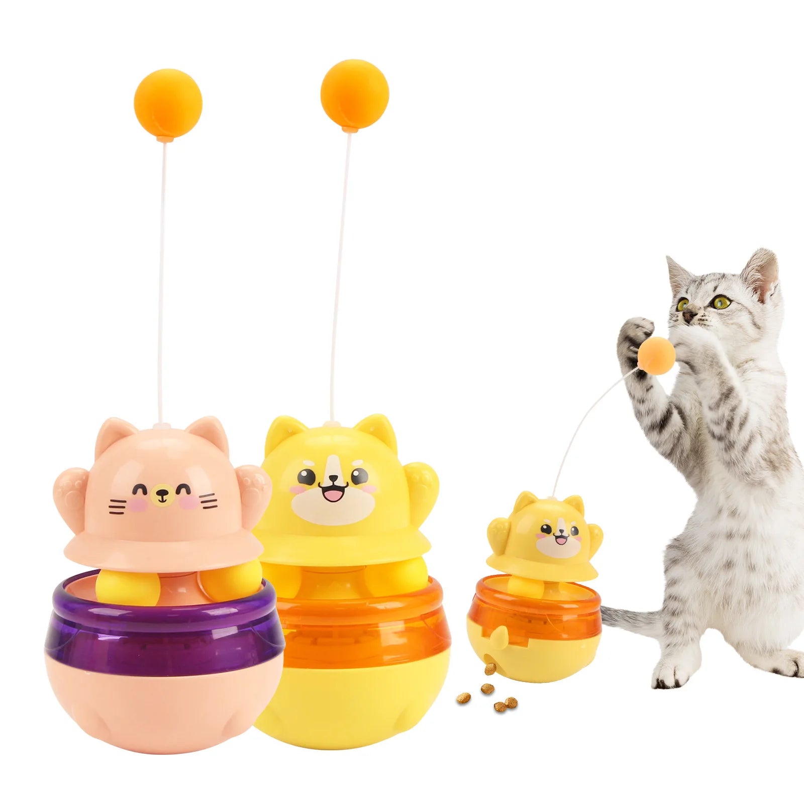 Pet Untoppleable Doll, Cat Fun and Fun, Intelligence Cat Teasing Stick, Leaky Food Ball, Cat Untoppleable Doll Leaky Food Toy Oasis Select