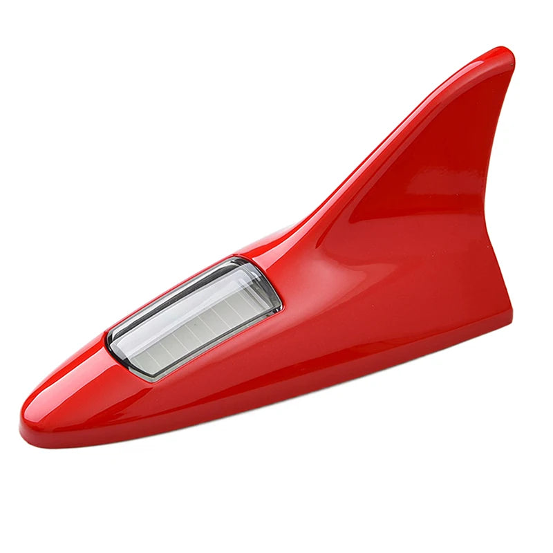 Universal Car Shark Fin Antenna Roof Tail Modification Light with Solar LED Light Car Antenna Driving Safety Warning Light Oasis Select RD