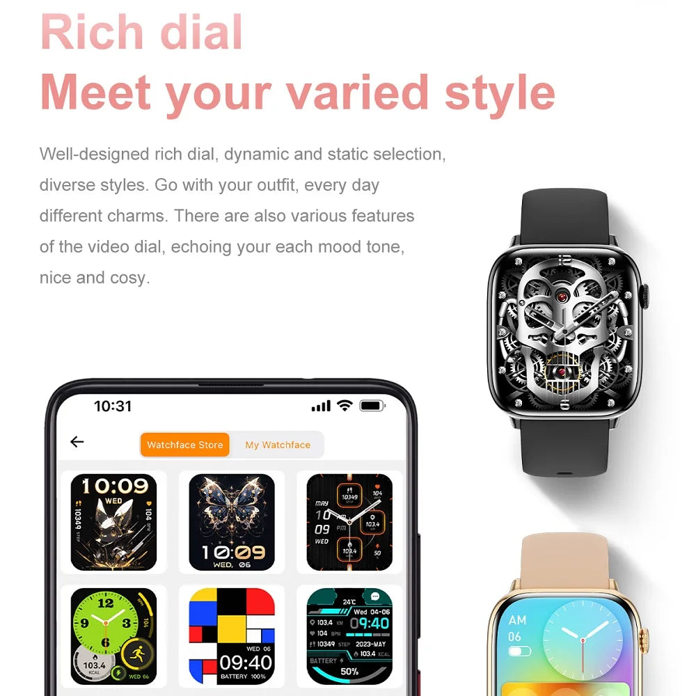 1.75" AMOLED Screen Blue Tooth Call Smartwatch Women Sleep Health Monitoring Waterproof Sports Fitness Smart Watches Men Music Oasis Select