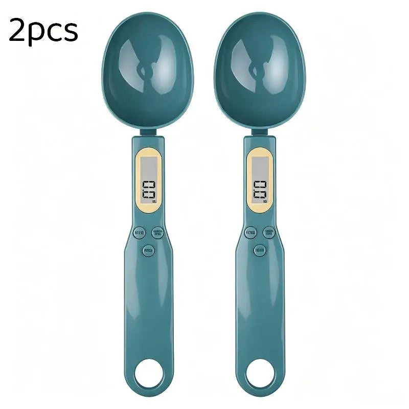 1/2Pcs Digital Measuring Spoon Scale Easy to Clean LCD Display 0.1-500g Food Weighing Tool for Kitchen Baking Pet Food Measuring Oasis Select Dark green 2pcs