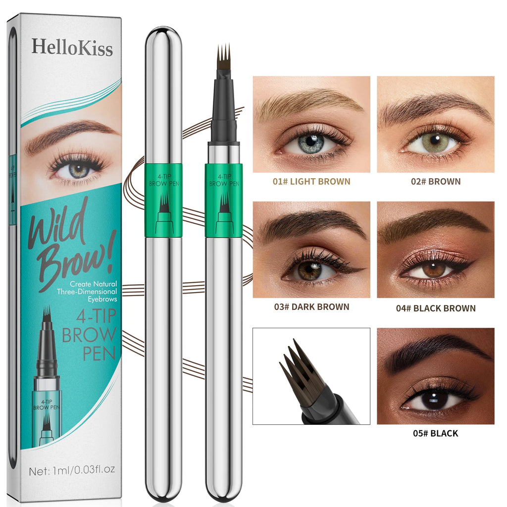 Hellokiss Waterproof Microblading Eyebrow Pen | 4-Tip, 5 Colors