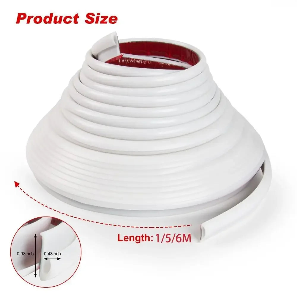 1/5/6M RV Rain Gutter Silicone Rubber Self-Adhesive Backing Weather Stripping UV Resistant J-Shape Design Drip Rail Home Oasis Select