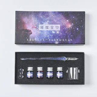Starry Sky Glass Pen Set Signature Pen Crystal Student Dip Pen Glass Dip Pen Stationery Gift Pen Oasis Select 12