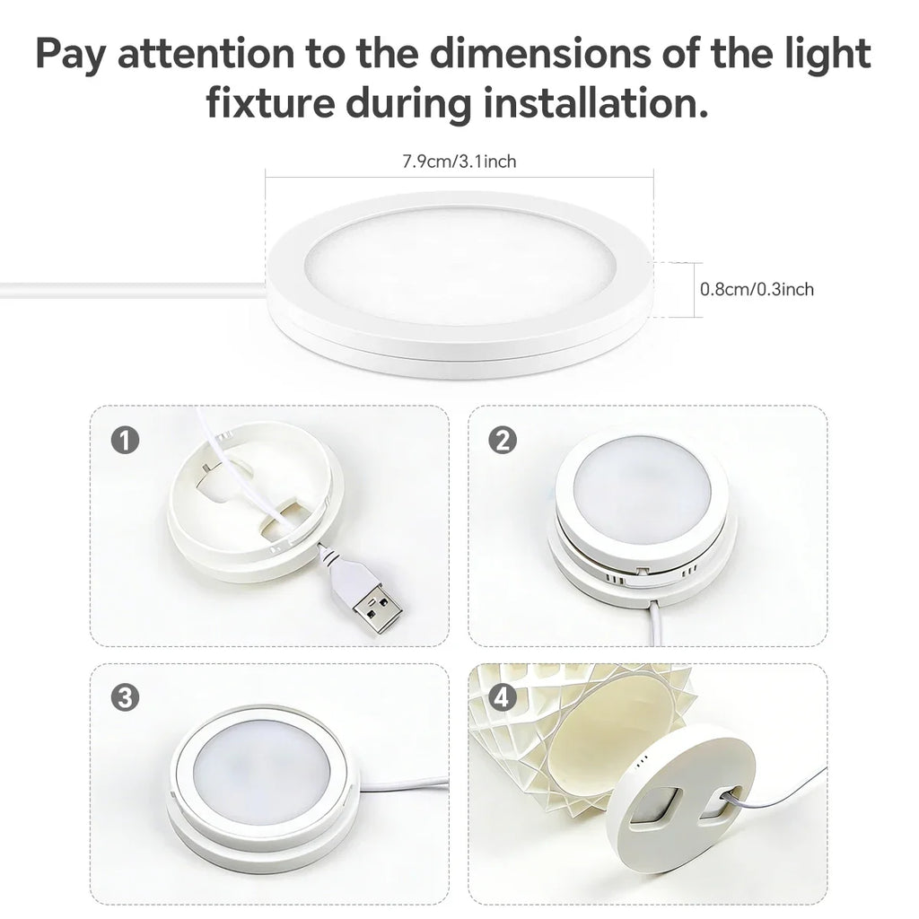 LED Night Light 1-10piece Puck Lights USB Plug for Under Cabinet Collection Closet Wine Case Wall Ceiling Decorative Lighting Oasis Select